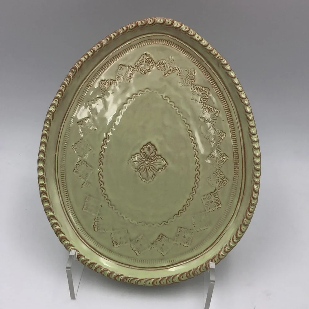 NWOT Vietri Bellezza Spring Celadon Oval Salad Plates Set of 4